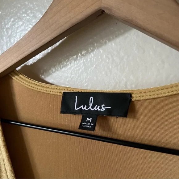 Lulus | Amour Golden Yellow Velvet High-Low Wrap Dress - Picture 8 of 8